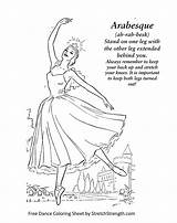 Coloring Ballet Dancer Arabesque Sheet Vocabulary Pages Dance Drawing sketch template