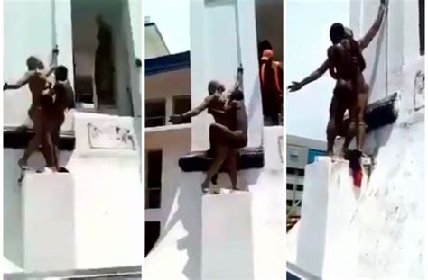 man caught on camera having sex with a female statue