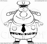 Police Chubby Clipart Woman Happy Cartoon Outlined Coloring Vector Cory Thoman Royalty sketch template