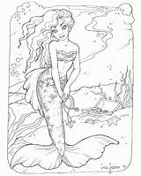 Coloring Pages Printable Mermaids Mermaid Adults Popular sketch template