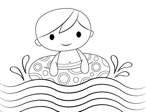 printable swimming boy coloring page