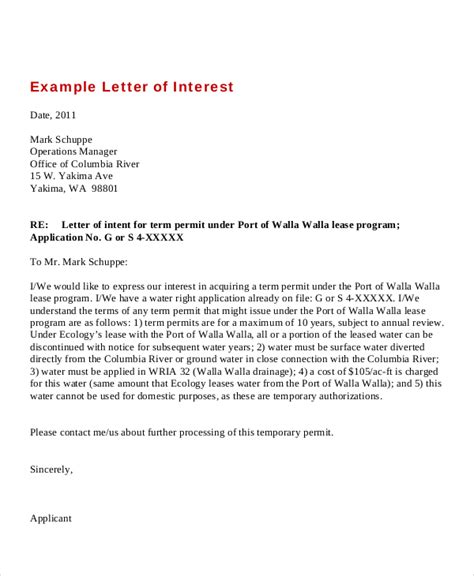 letters  interest  sample  format