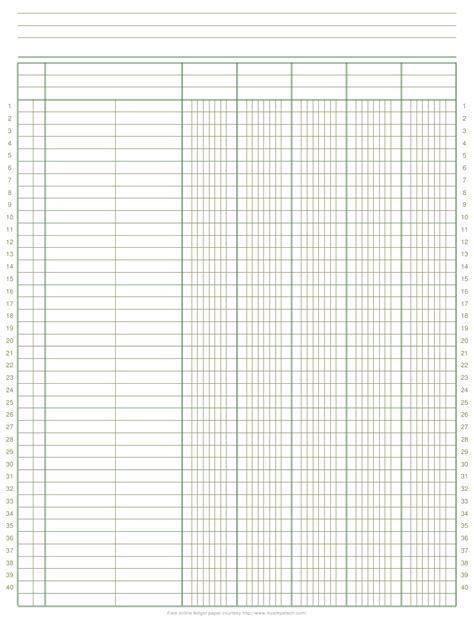 blank ledger template paper template  printable paper template