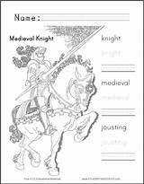 Medieval Knight Jousting Coloring Handwriting Practice History Print Ages Middle Pages Sheet Click Spelling Complete Europe Studenthandouts Pdf sketch template