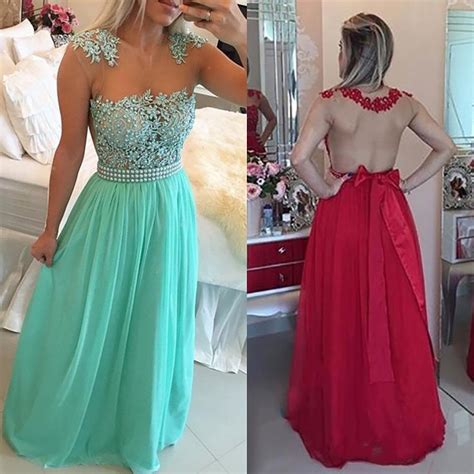 Exclusive Long Prom Dress With Beaded Belt A Line Mint