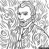 Gogh Van Vincent Portrait Self Coloring Drawings Painting Easy Color Thecolor Paintings sketch template