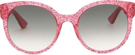 Gucci Glitter Gg0035s Round Frame Sunglasses In Pink Shiny Pink Lyst
