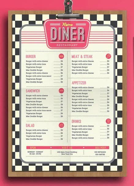 retro diner food menu template ai psd diner menu menu design menu