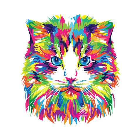 colorful cat vector illustration  anwarsai  deviantart