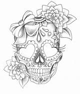 Skull Sugar Skulls Drawing Drawings Tattoo Mexican Tattoos Roses Female Girl Skeleton Girly Coloring Draw Step Face Sketches Relaxed Voodoo sketch template