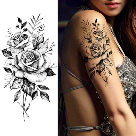 purple rose jewelry water transfer tattoo stickers women body chest art