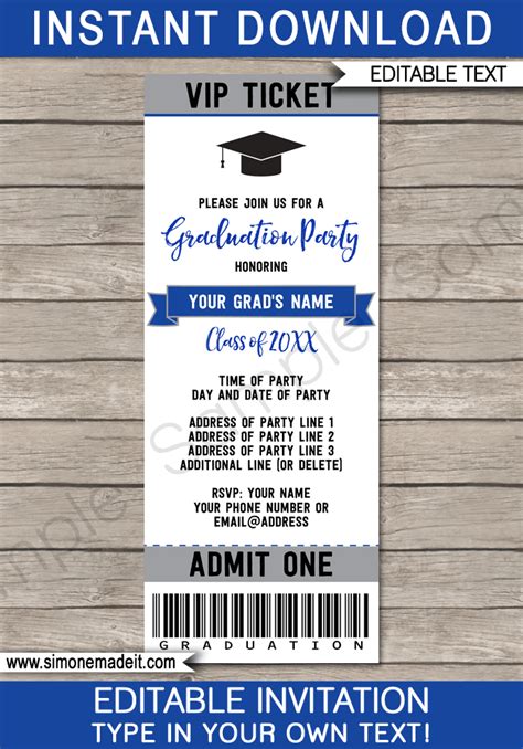 graduation party ticket invitations template invitations template