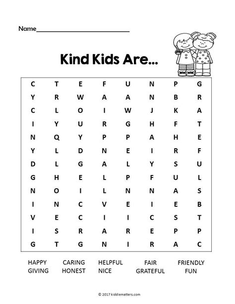 kindness word search printable