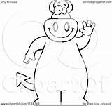 Waving Devil Outlined Thoman sketch template