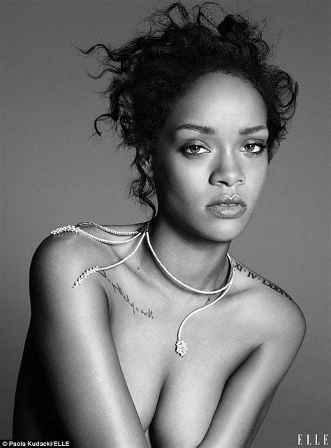 rihanna poses topless for elle in a sexy fashion shoot daily mail online
