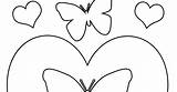 Butterflies Coloring Hearts sketch template