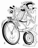 Rat Fink Ape Hanger Coloring Handlebars Bicycle Drawing Pages Hangers High Motorcycle Bike Atop Wheel Character Drawings Rods Rats Bicycles sketch template