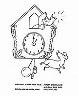 Hickory Nursery Dickory Dock Coloring Rhymes Pages Rhyme Clipart Goose Mother Bluebonkers Quiz Sheets Colouring Clock Children Printable Mouse Kids sketch template