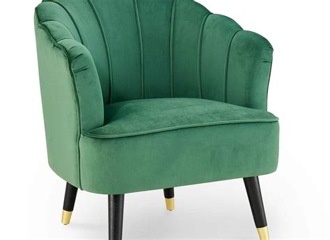 fauteuil design en tissu velours vert lotus decoinparis