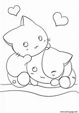 Coloring Kawaii Pages Kittens Printable Print Color Prints Book sketch template