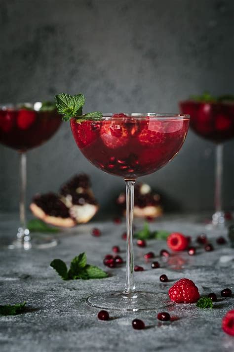 pomegranate and raspberry rosé cocktail