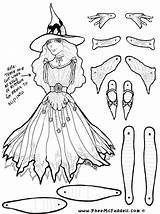 Coloring Halloween Puppet Pages Scary Witch Paper Pheemcfaddell Crafts Dolls Puppets Mask Color Cut Marcella Fairy Sheets Template Masks Adults sketch template