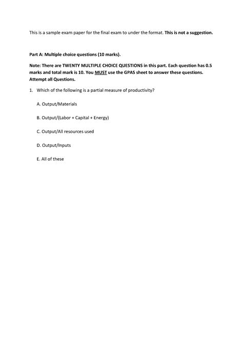 final exam  questions  answers    sample exam paper