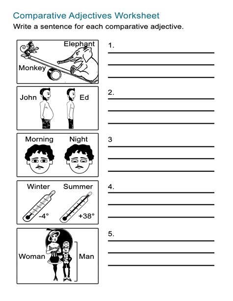 free esl worksheets and answer keys for comparatives adjectives this