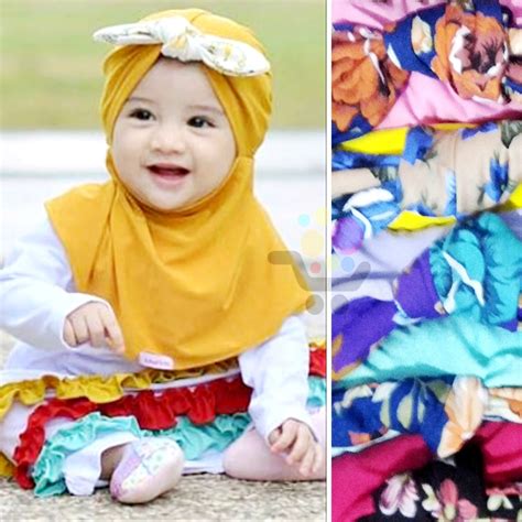 hijab kerudung jilbab anak bayi balita model pita ikat shopee