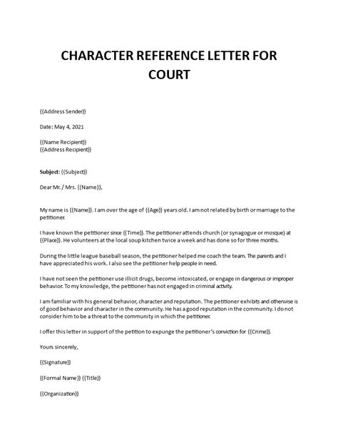 character reference letter  court uk