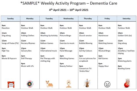 sample weekly program  memory care