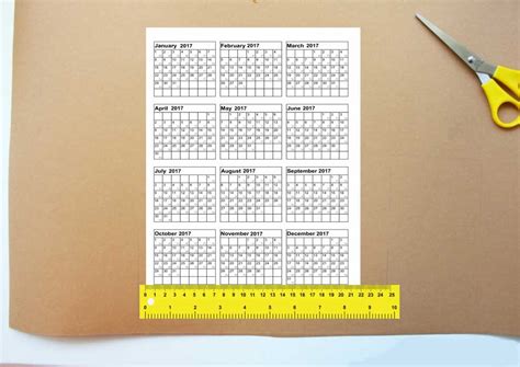 printable mini calendars tab   year