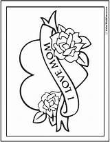 Coloring Mom Pages Mothers Heart Printable Roses Print Pdf Ribbon Kids Big Says Colorwithfuzzy Flower Banner Choose Board Card Cards sketch template