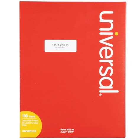 universal unv     white permanent labels box