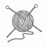 Yarn Ball Drawing Wool Needles Vector Clipart Knitting Illustration Outline String Stock Icon Crochet Viktorijareut Crossed Beans Getdrawings Depositphotos Coloring sketch template