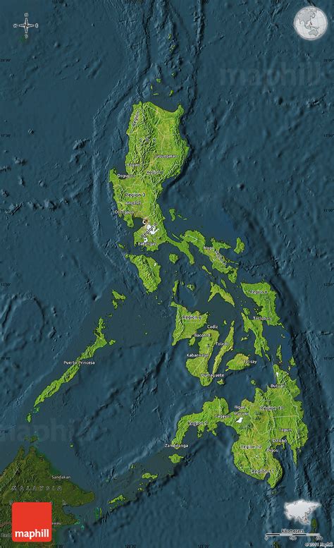 satellite map  philippines darken