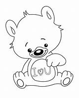 Coloring Pages Say Printable Library Clipart Colouring Valentines Simple Bear sketch template
