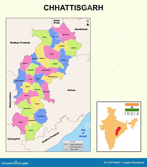 chhattisgarh map showing state boundary  district boundary  chhattisgarh political