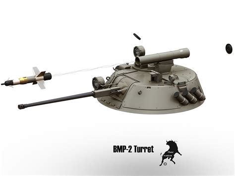 bmp 2 turret with spandrel missile 3d model max obj fbx