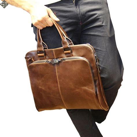 fashion men handbag leather mens shoulder bag crazy horse