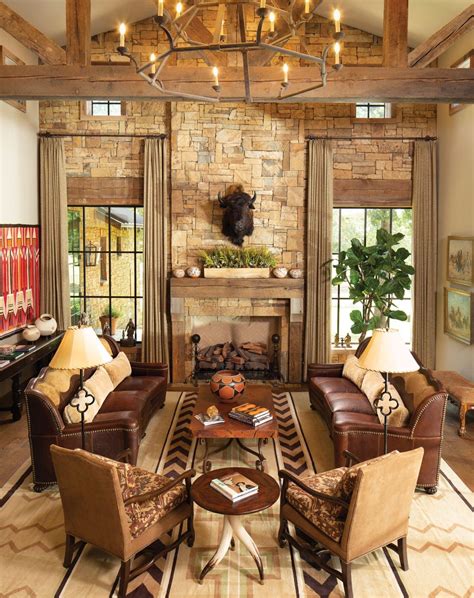 refined cowboy comfort western art architecture cabin living room western living rooms