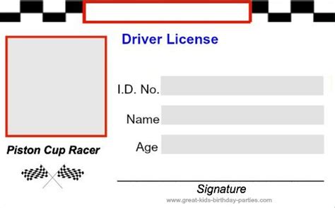 printable play drivers license template prntbl