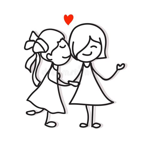 same sex couple lgbt love two women kiss and holding hand hand drawing