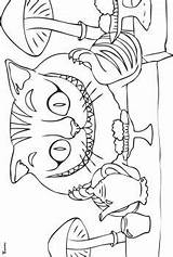 Coloring Cat Pages Cheshire Printable Wonderland Alice sketch template