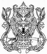 Owl Steampunk Getdrawings Drawing Coloring sketch template