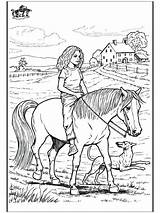 Coloring Horse Pages Riding Girl Horses Colouring Horseriding Printable Color Print Adult Rider Dog Farm Horseback Scene Animals sketch template