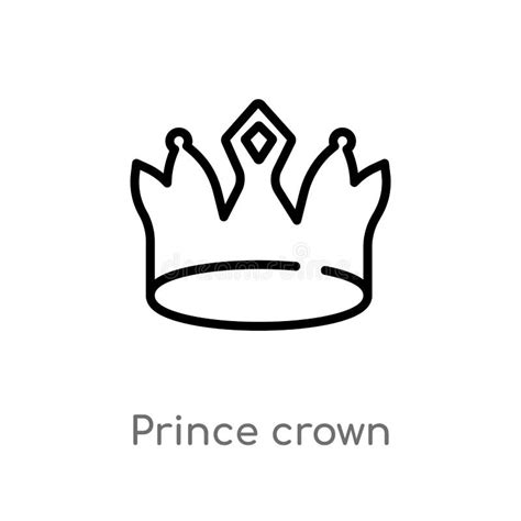 outline prince crown vector icon isolated black simple  element