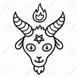 Baphomet Satan Satanic Goat Hoofd Brand Esoterisch Gotisch Teken Demonische Irmirx sketch template