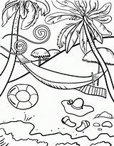 Coloring Beach Pages Tropical Summer Scene Printable Kids Print Fun Color Cute Sheets Strand Adult Island Items Colouring Ocean Getcolorings sketch template