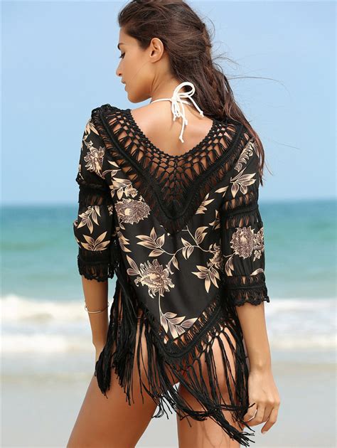 2020 2020 Women Bikini Beach Swimsuit Cover Ups Tassel Floral Print